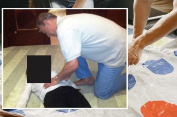 Former Prince Andrew Claims He Was Only Playing Twister in This Photo – And Someone Photoshopped the Dots Out